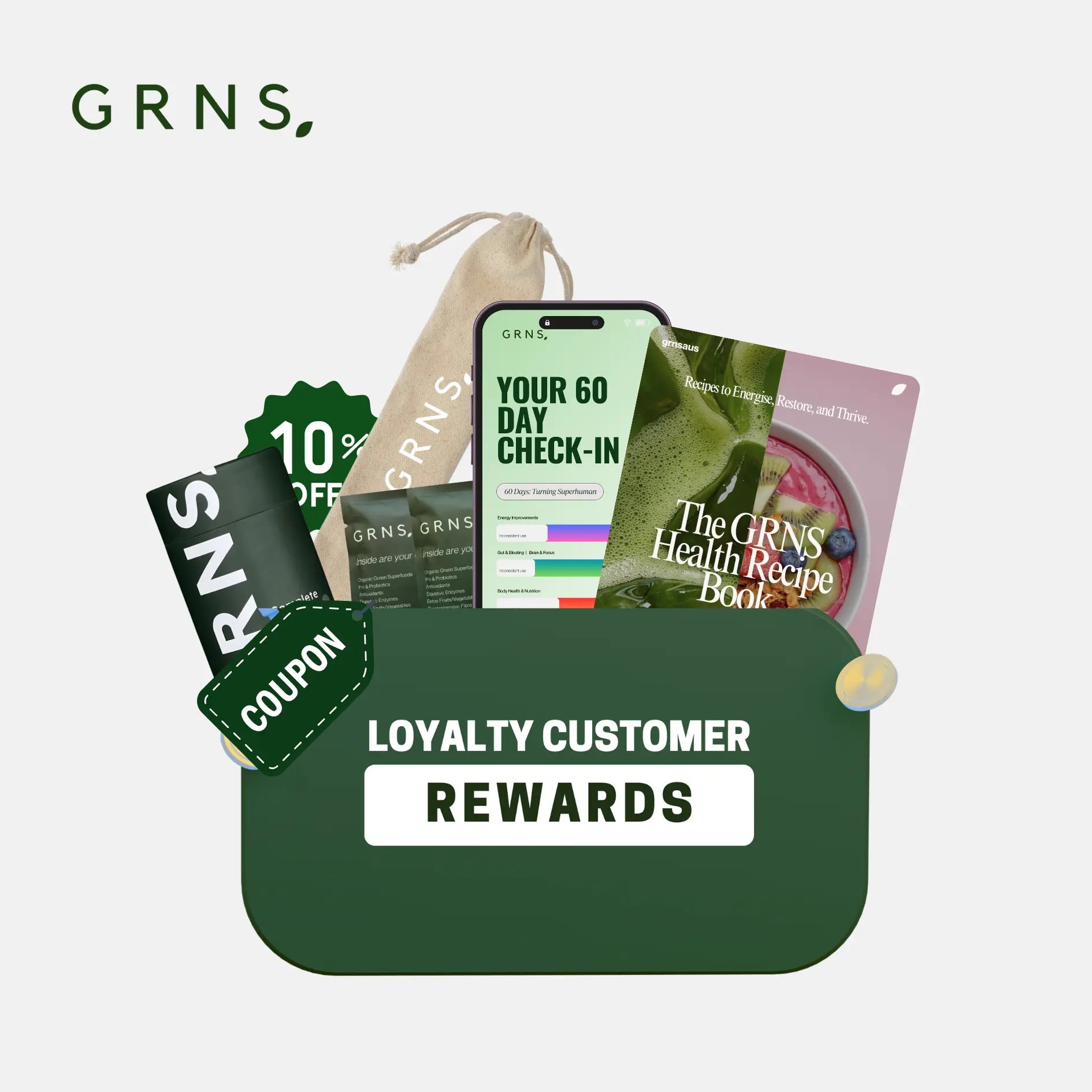 A smiling girl holding a glass of greens powder drink whilst having a green skincare mask on her face