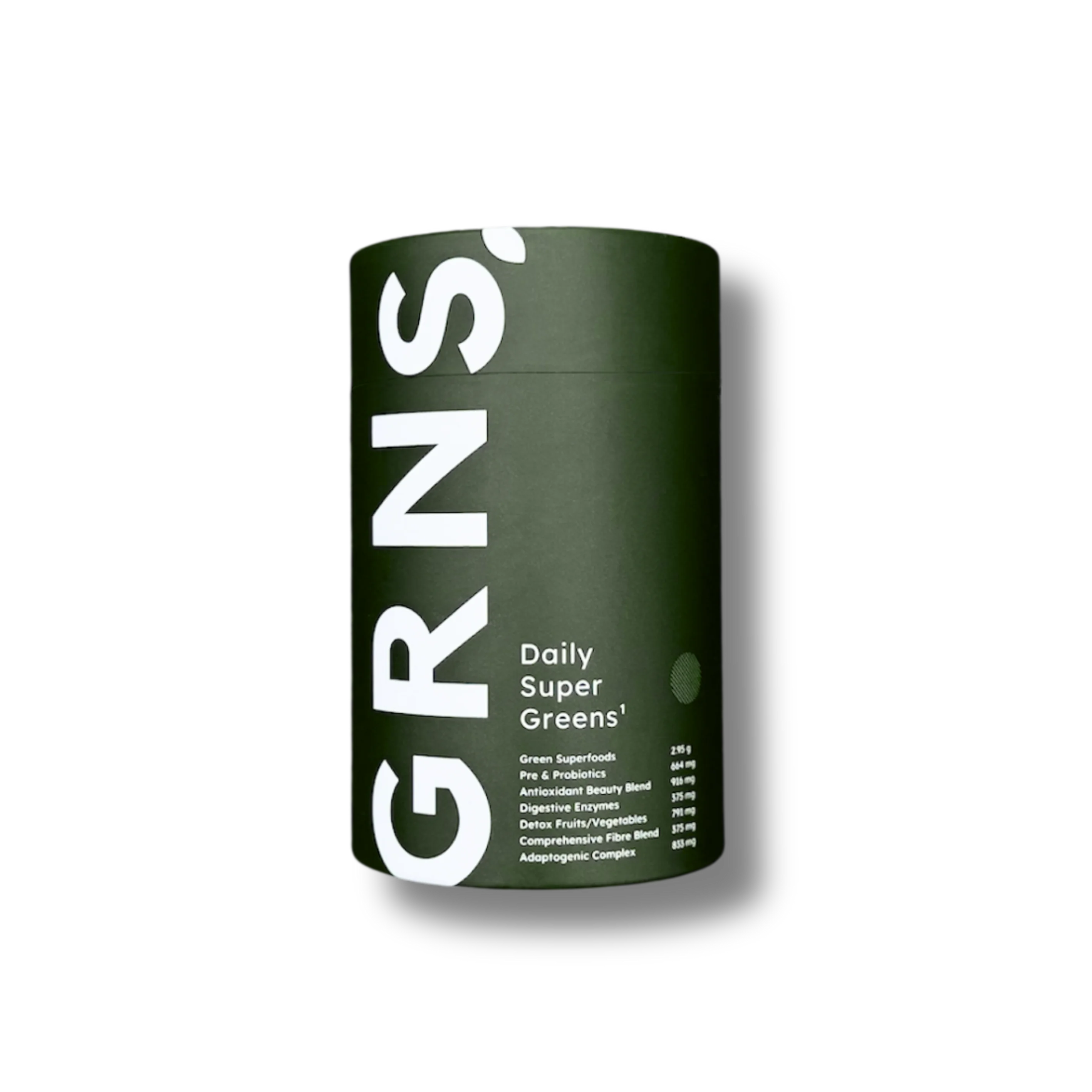 A front on image of GRNS daily greens powder